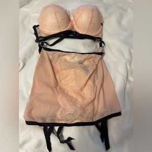 Pink Victoria secret garter bra lingerie size 34C